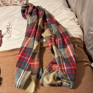 Plaid Scarf with Fringe